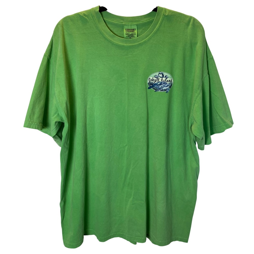 Comfort Colors T-Shirt Mens XL Green Jekyll Island Turtle Republic Graphic Tee